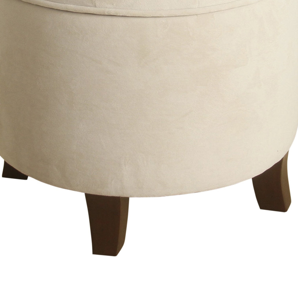 Button Tufted Velvet Upholstered Wooden Ottoman with Hidden Storage Cream and Brown - K6171-B247 By Casagear Home KFN-K6171-B247