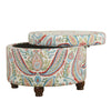 Paisley Pattern Fabric Upholstered Wooden Ottoman with Hidden Storage Multicolor - By Casagear Home KFN-K6427-A727