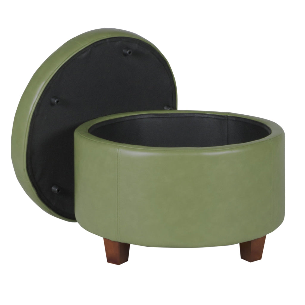 Leatherette Upholstered Wooden Ottoman with Single Button Tufted Lift Top Storage Green Large - K6862-E845 By Casagear Home KFN-K6862-E845