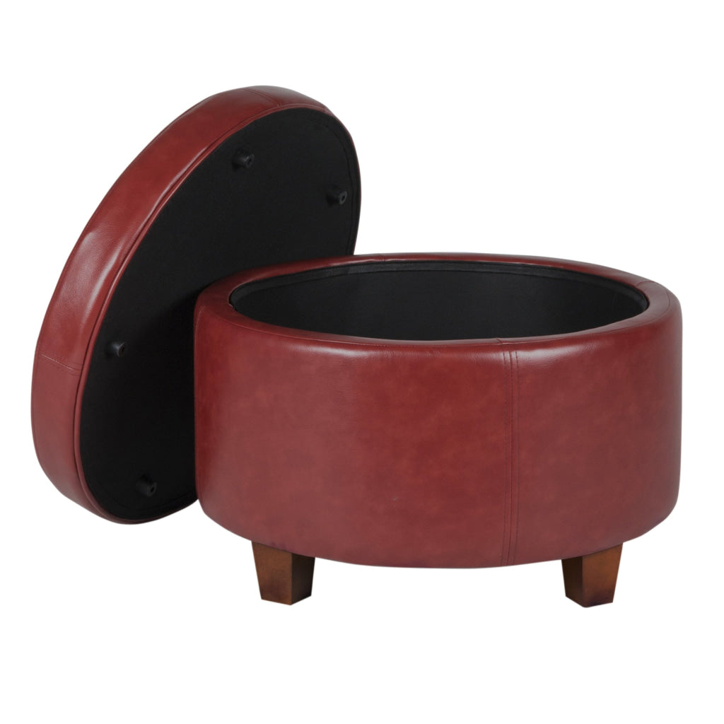 Leatherette Upholstered Wooden Ottoman with Single Button Tufted Lift Top Storage Red Large - K6862-E847 By Casagear Home KFN-K6862-E847