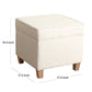 Square Shape Fabric Upholstered Ottoman with Lift Off Top and Wooden Tapered Feet White and Brown - K7342-F2067 By Casagear Home