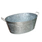 Embossed Design Oval Shape Galvanized Steel Tub with Side Handles Small Silver - BM195212 BM195212