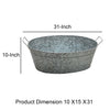 Embossed Design Oval Shape Galvanized Steel Tub with Side Handles Large Silver - BM195213 BM195213