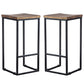 30 Inch Iron Frame Barstool with Mango Wood Saddle Seat Set of 2 Brown and Black By Casagear Home CLH-PL12903