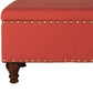 Fabric Upholstered Wooden Storage Bench With Nail head Trim Large Orange and Brown - K5668NP-F1289 By Casagear Home KFN-K5668NP-F1289