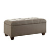 Textured Fabric Upholstered Button Tufted Storage Bench With Wooden Bun Feet Gray and Brown - K6189-F1370 By Casagear Home KFN-K6189-F1370