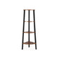 Four Tier Ladder Style Wooden Corner Shelf with Iron Framework Brown and Black - BM195830 BM195830