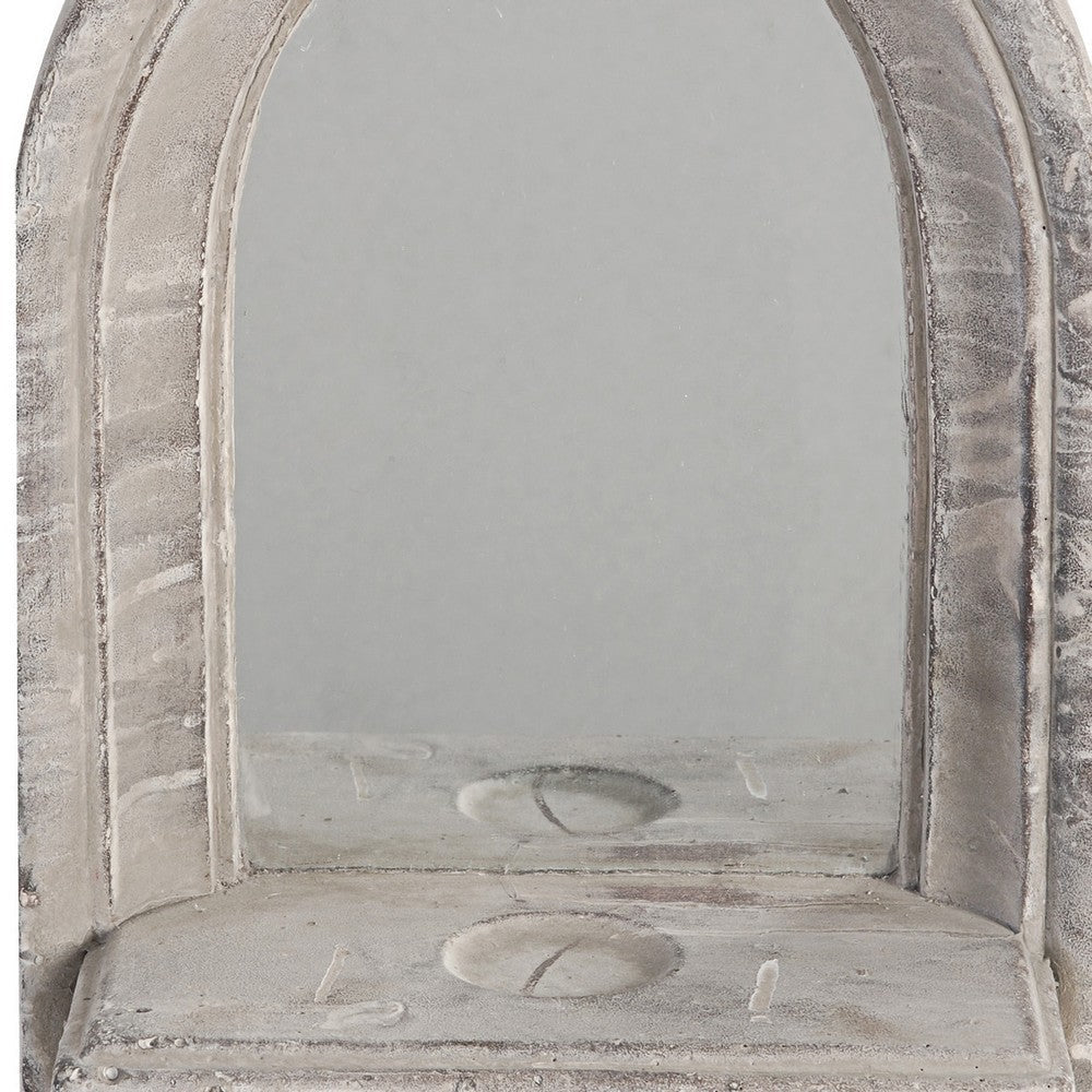 Cement Protected Decorative Wall Mirror Washed White - BM200637 By Casagear Home BM200637