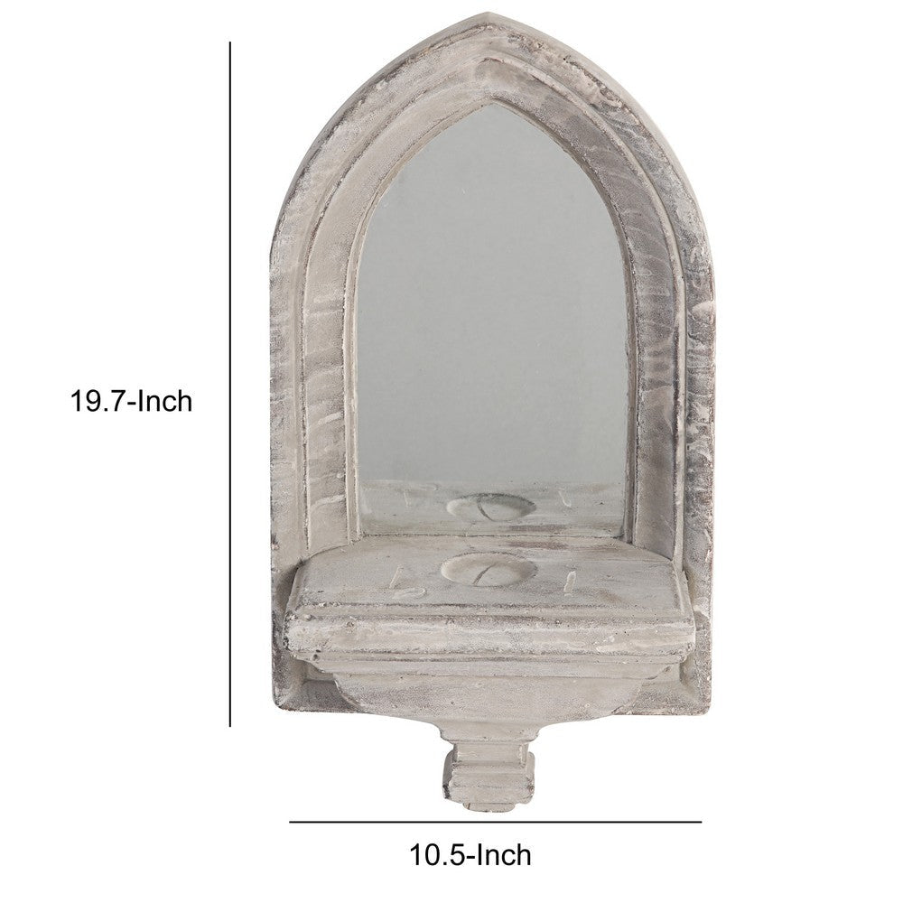 Cement Protected Decorative Wall Mirror Washed White - BM200637 By Casagear Home BM200637