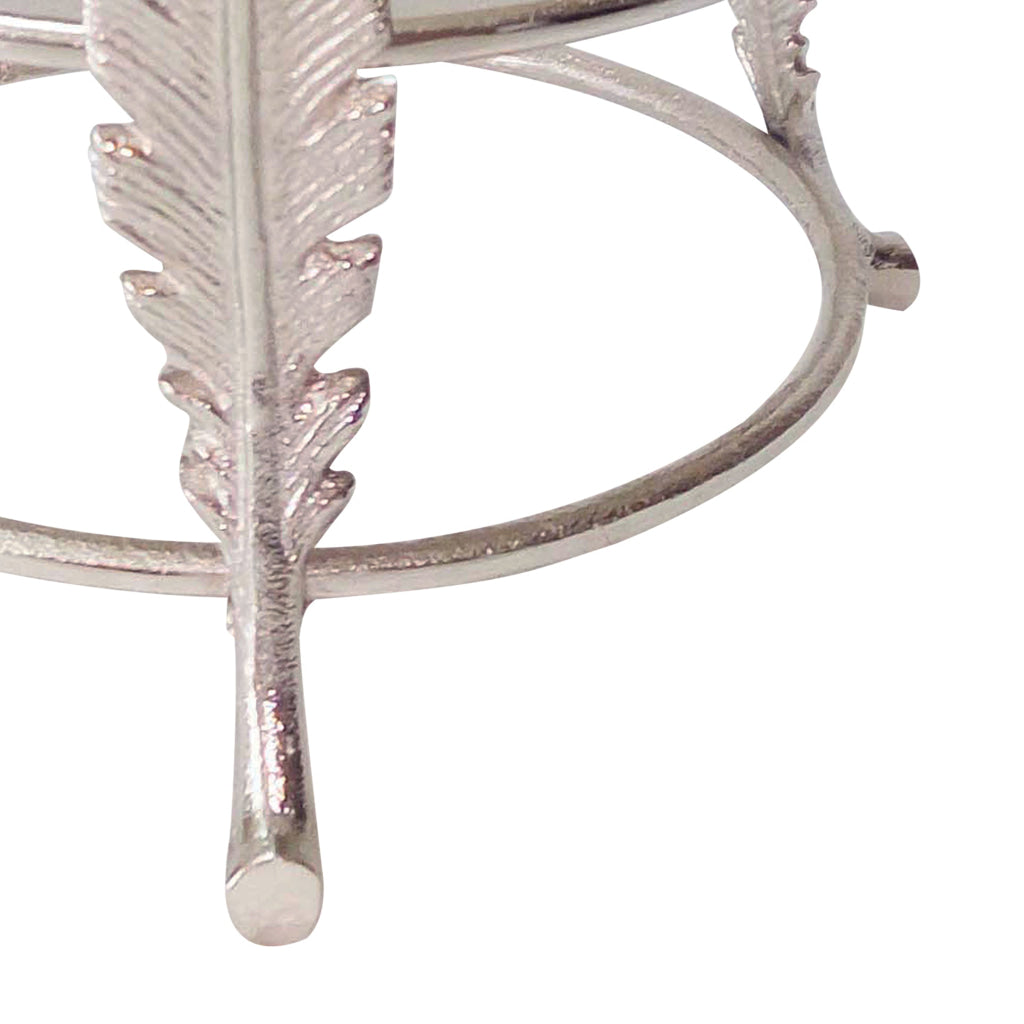 Aluminum Candle Holder Surrounded with Three Leaf Pillars Silver - BM200645 BM200645