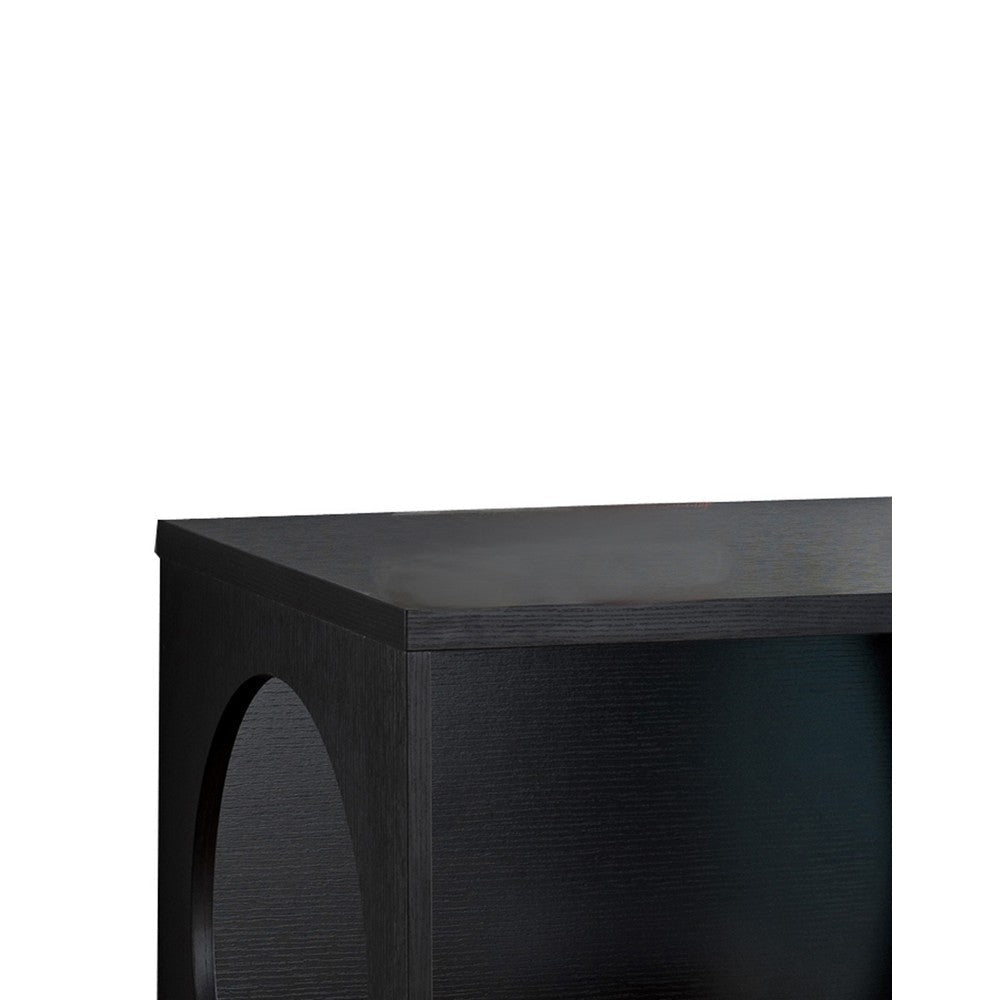 Wooden Pet End Table with Flat Base and Cutout Design on Sides Black By Casagear Home BM200659