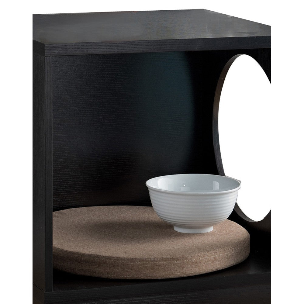 Wooden Pet End Table with Flat Base and Cutout Design on Sides Black By Casagear Home BM200659