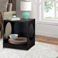 Wooden Pet End Table with Flat Base and Cutout Design on Sides Black By Casagear Home BM200659