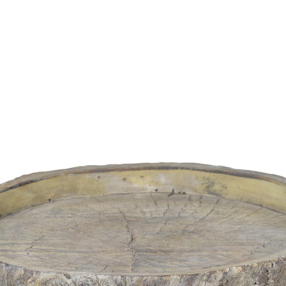 Decorative Round Shape Cemented Log Plate Gray By Casagear Home BM200904