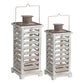 Wood and Metal Lanterns with Louvered Design White Set of 2 - BM200913 By Casagear Home BM200913