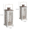 Wood and Metal Lanterns with Louvered Design White Set of 2 - BM200913 By Casagear Home BM200913