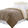 Genoa Twin Size Box Quilted Reversible Comforter By Casagear Home Brown and Gold BM202042