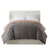 Genoa King Size Box Quilted Reversible Comforter By Casagear Home Gray and Pink BM202057