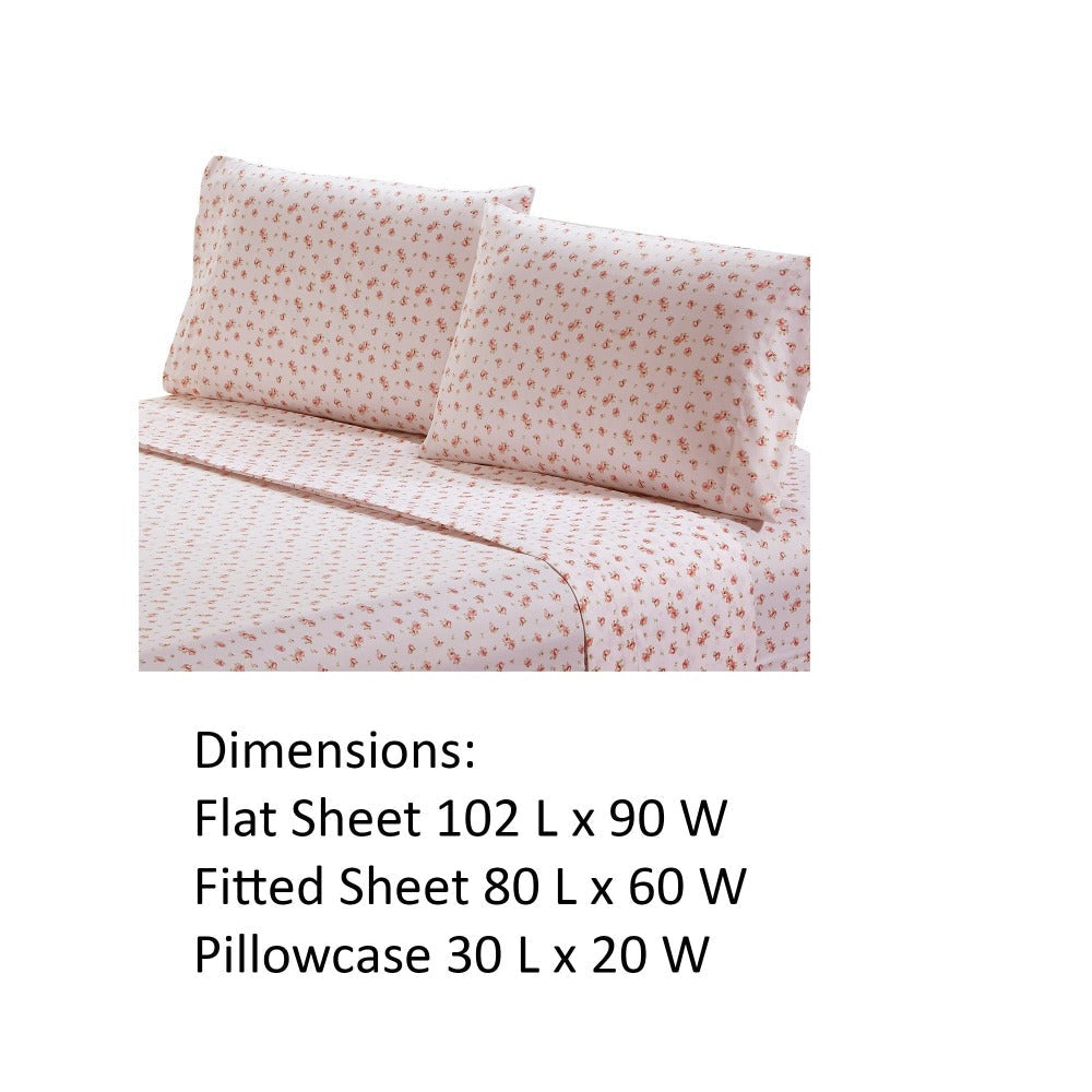 Melun 4 Piece Queen Size Rose Pattern Sheet Set By Casagear Home Pink BM202116