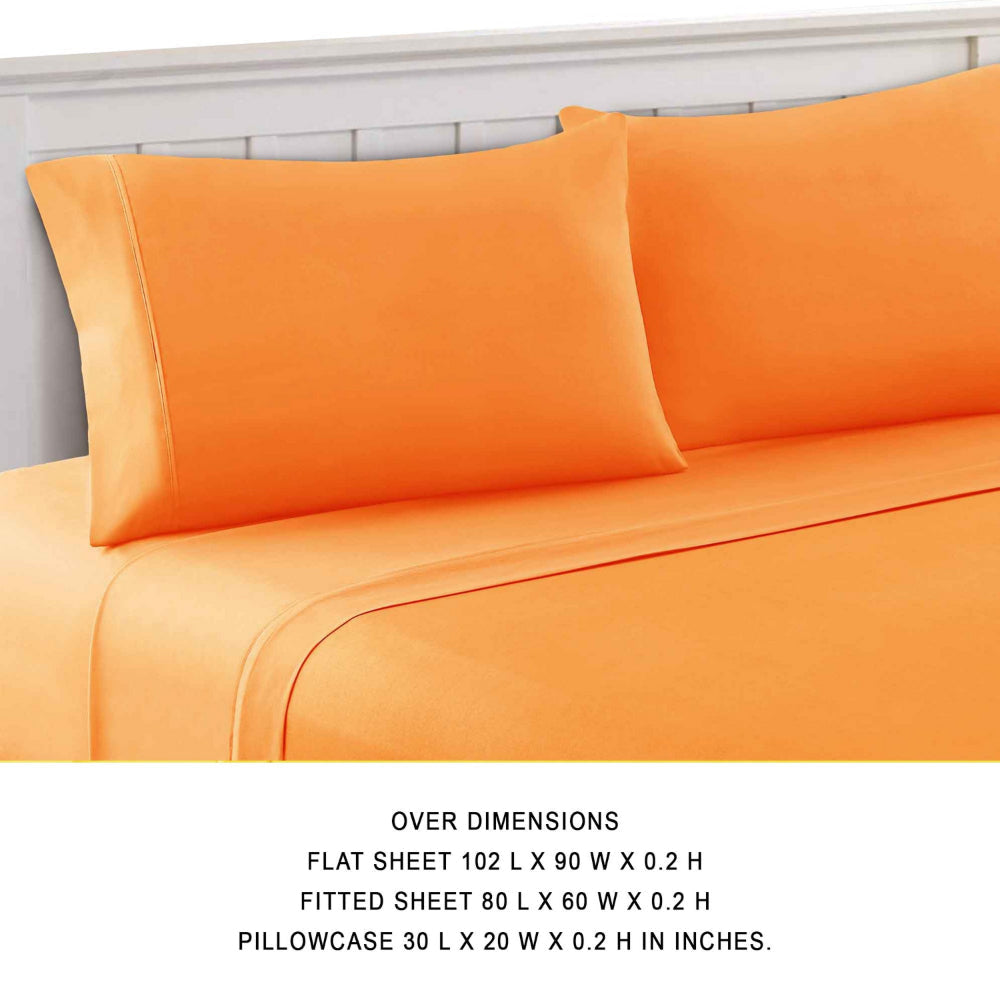 Bezons 4 Piece Queen Size Microfiber Sheet Set By Casagear Home Orange BM202202