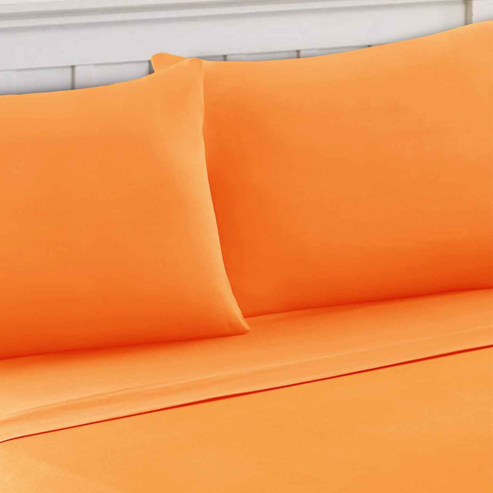 Bezons 4 Piece Queen Size Microfiber Sheet Set By Casagear Home Orange BM202202