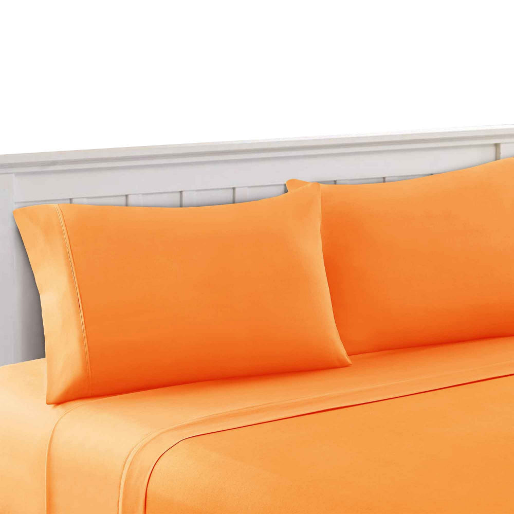 Bezons 4 Piece Queen Size Microfiber Sheet Set By Casagear Home Orange BM202202