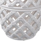 Decorative Ceramic Lidded Jar with Cut Out Texture Large White - BM202237 By Casagear Home BM202237