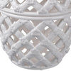 Decorative Ceramic Lidded Jar with Cut Out Texture Large White - BM202237 By Casagear Home BM202237