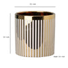 Ceramic Cylindrical Planter with Strips Pattern White and Gold - BM202243 By Casagear Home BM202243