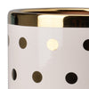 Ceramic Cylindrical Planter with Polka Dots Pattern White and Gold - BM202244 BM202244