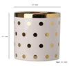 Ceramic Cylindrical Planter with Polka Dots Pattern White and Gold - BM202244 BM202244