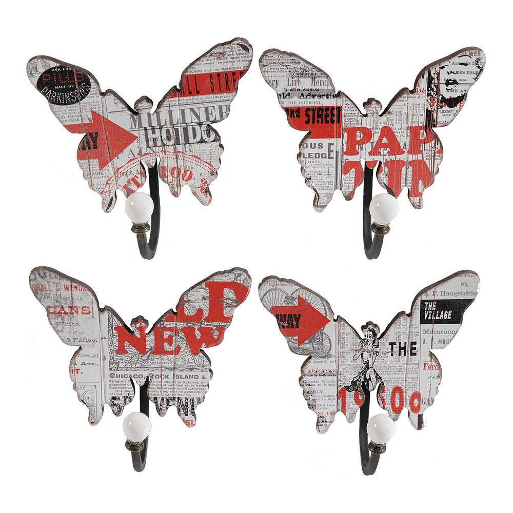 Butterfly Wall Decor with 4 Metal Hooks Set of 4,Multicolor - BM202258 By Casagear Home BM202258