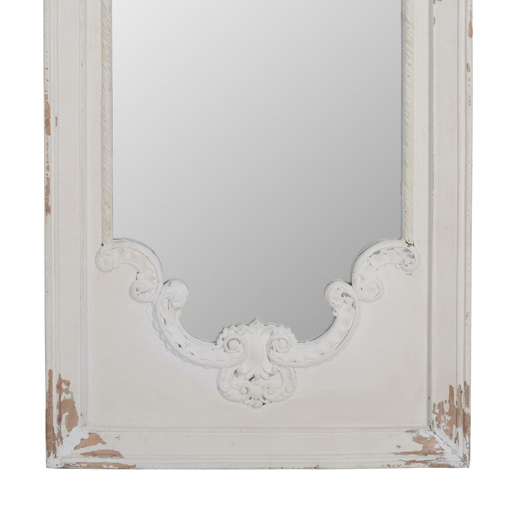 Wooden Rectangle Wall Mirror with Chipped Edges and Hook White - BM202270 By Casagear Home BM202270