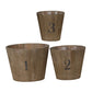 Wooden Planter with Round Base and Assorted Sizes, Set of 3, Brown By Casagear Home