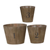 Wooden Planter with Round Base and Assorted Sizes, Set of 3, Brown By Casagear Home