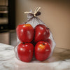 Decorative 6 Piece Artificial Apple in Plastic Net Bag Red- BM202284 By Casagear Home BM202284