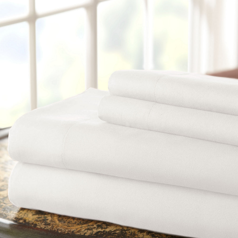 Lanester 4 Piece Deep Pocket Microfiber King Size Sheet Set By Casagear Home White BM202419