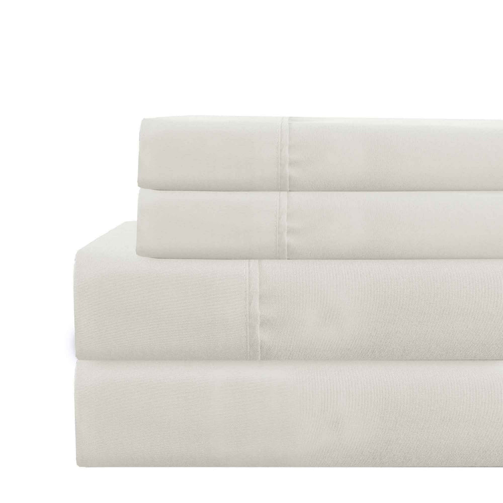 Lanester 4 Piece Deep Pocket Microfiber King Size Sheet Set By Casagear Home White BM202419