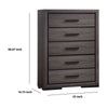 Wooden Chest with 5 Drawers and Finger Pull Handle Gray and Black By Casagear Home BM203135