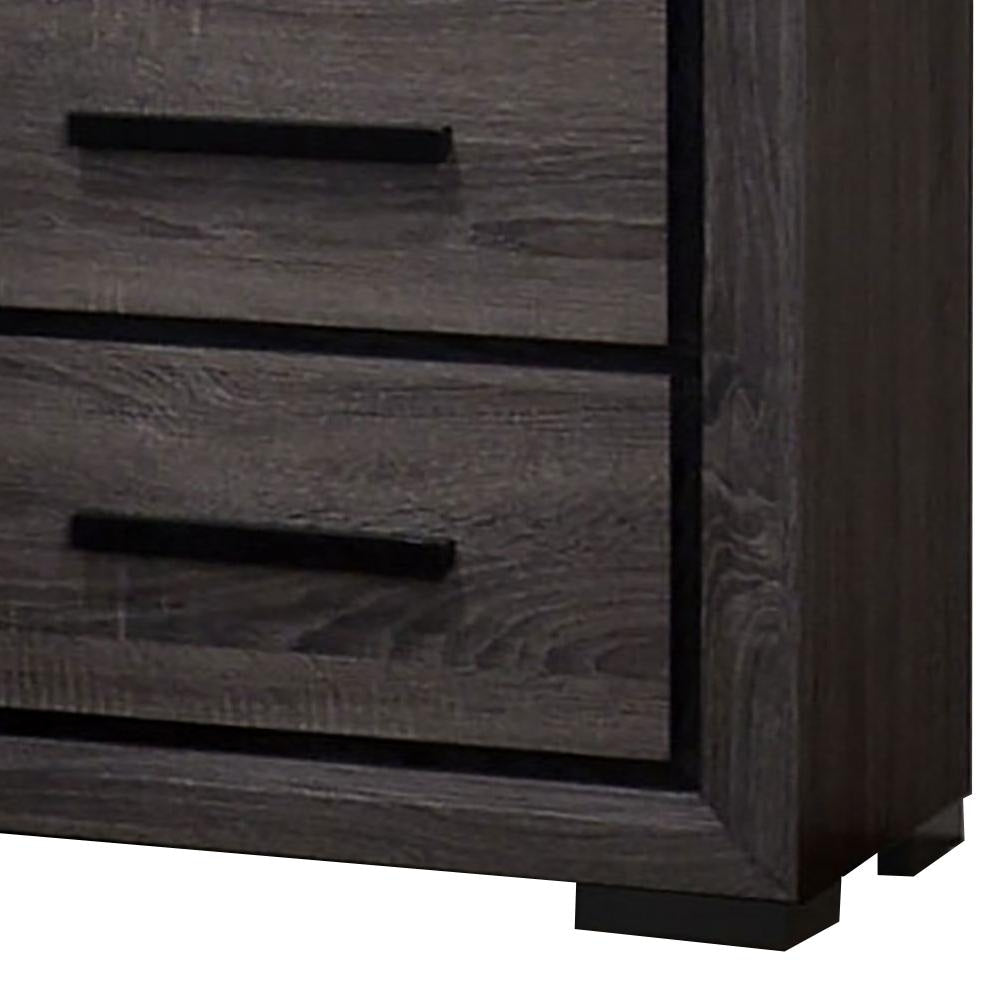 Wooden Nightstand with 2 Drawers and Finger Pull Handle,Gray and Black - BM203137 By Casagear Home BM203137