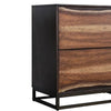 2 Drawer Split Wood Paneling Nightstand with 2 Tone Design Brown By Casagear Home BM203199