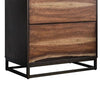 2 Drawer Split Wood Paneling Nightstand with 2 Tone Design Brown By Casagear Home BM203199