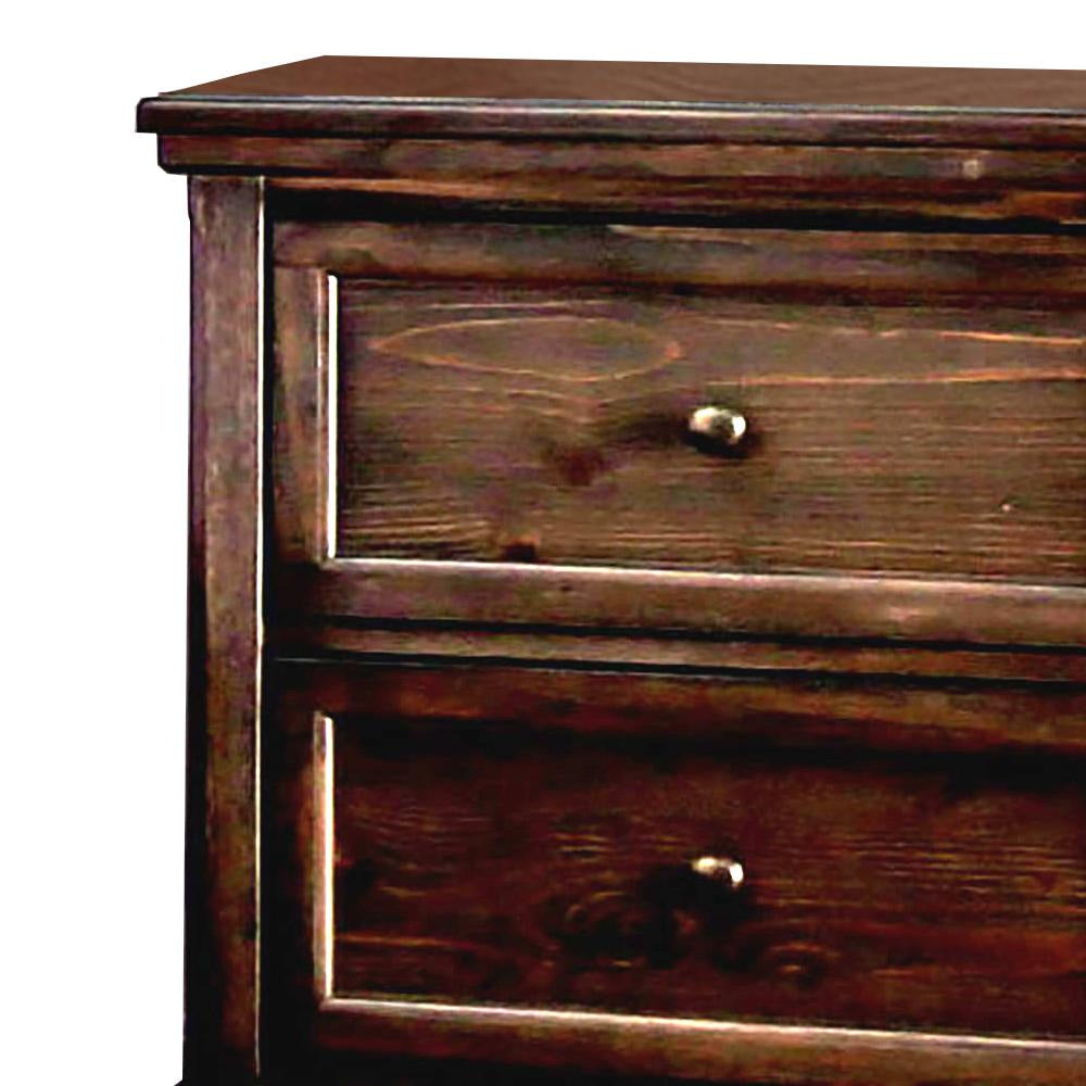 Transitional Wooden Nightstand with 2 Drawers and Molded Trim Brown - BM203210 By Casagear Home BM203210