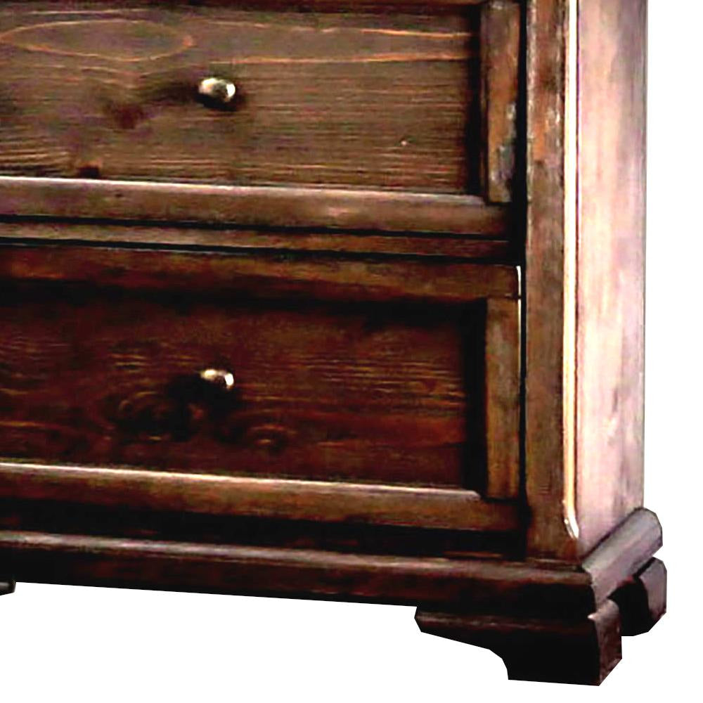 Transitional Wooden Nightstand with 2 Drawers and Molded Trim Brown - BM203210 By Casagear Home BM203210