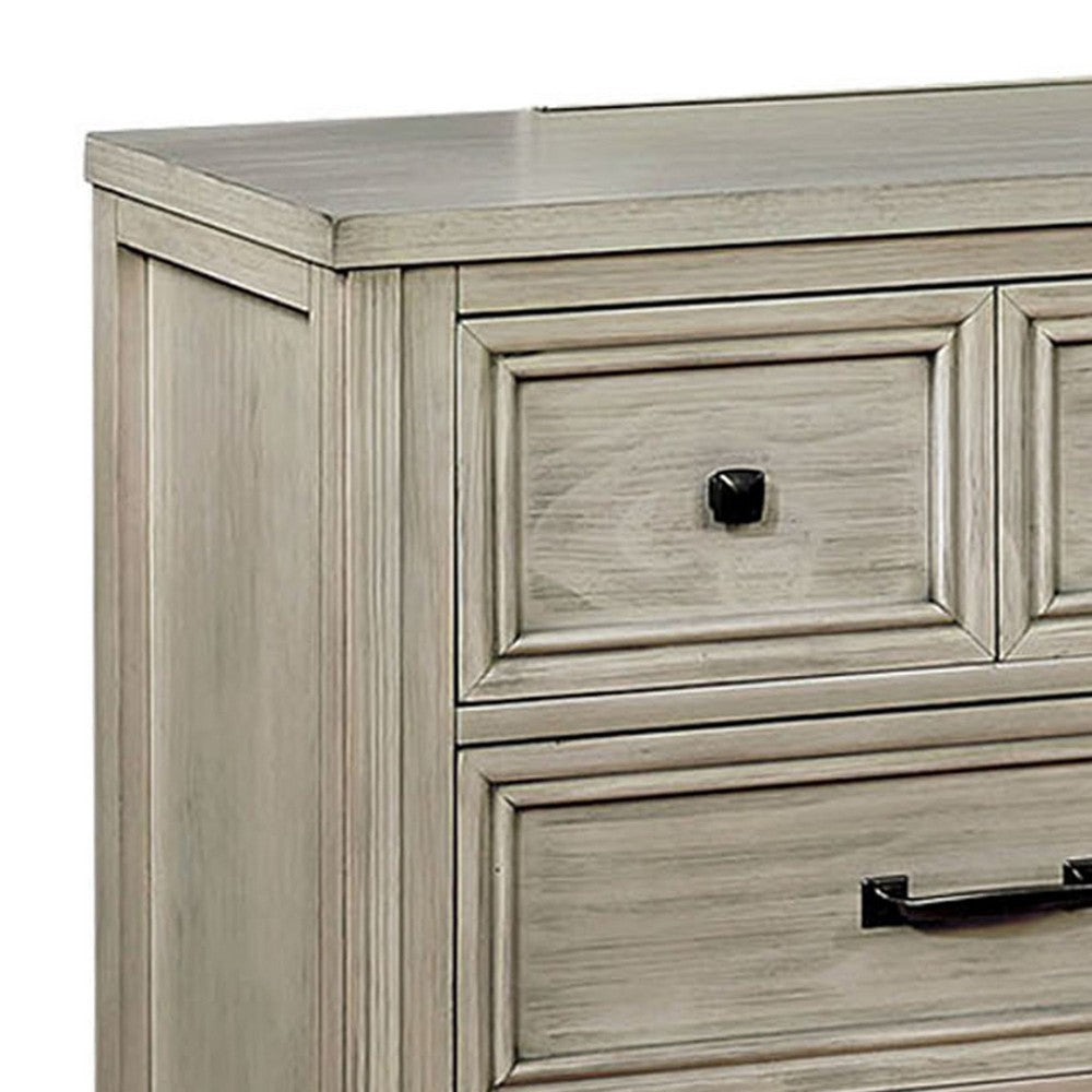 6 Drawer Transitional Wooden Dresser with Molded Trim Antique white By Casagear Home BM203219