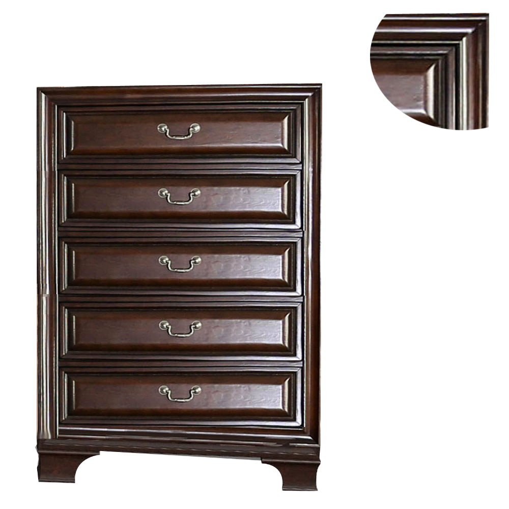 53 Inch Modern Tall Dresser Chest Wood 5 Drawers Molded Cherry By Casagear Home BM203235