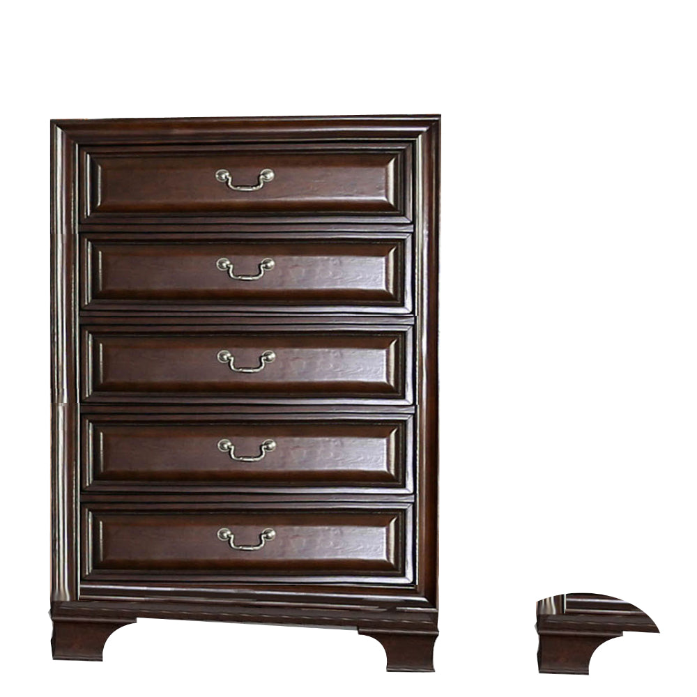 53 Inch Modern Tall Dresser Chest Wood 5 Drawers Molded Cherry By Casagear Home BM203235