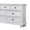 Transitional Wooden Dresser with 7 Drawers and Bun Feet White By Casagear Home BM203240