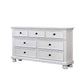 Transitional Wooden Dresser with 7 Drawers and Bun Feet, White By Casagear Home