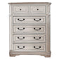 Transitional Style Wooden Chest with 5 Drawers and Metal Pulls, White By Casagear Home